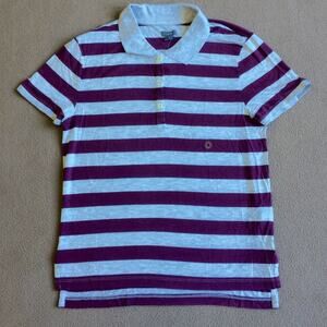 Aerie by American Eagle Women's Striped Tennis Polo Shirt Purple-NWT